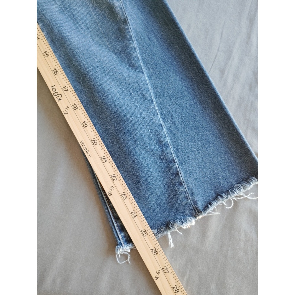 Anthropologie Pilcro and the Letterpress Medium Wash Flare Leg Jeans Fray Hem 25 - Picture 12 of 13